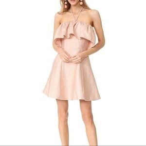 Keepsake The Label Dress small Magnolia Rose Gold Ruffle Halter Mini Cocktail
